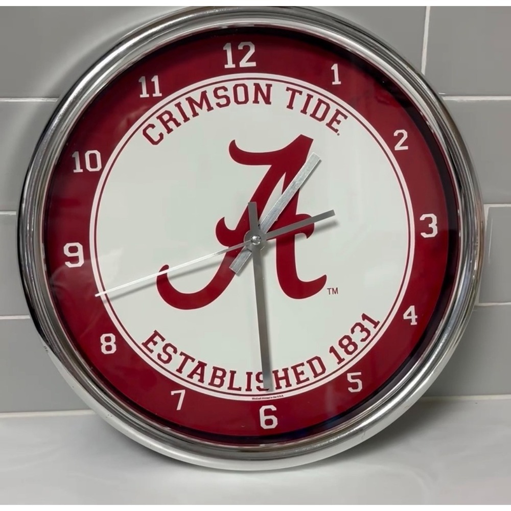 Alabama Crimson Tide Established 1831 Chrome Wall Clock NCAA Tested Works